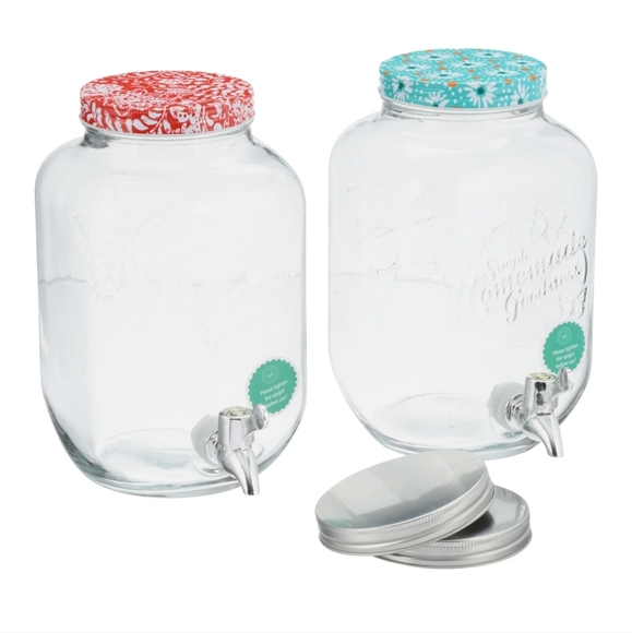 🎁 New Pioneer Woman Homemade Goodness Clear Drink Dispenser Set - Picture 5 of 7